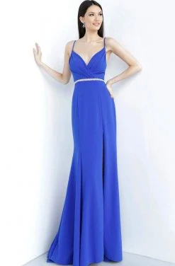 JVN By Jovani Jovani - JVN02713 Ruched Bodice High Slit Long Gown Formal Gowns