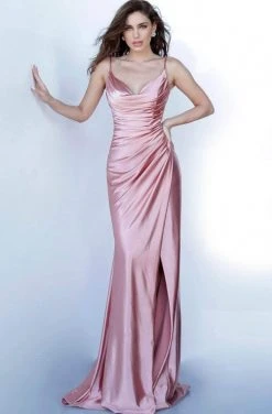 JVN By Jovani Jovani - JVN03104SC Sleeveless Ruched Long Dress - 1 Pc Dusty Pink In Size 2 Available