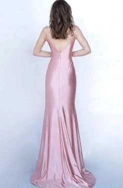 JVN By Jovani Jovani - JVN03104SC Sleeveless Ruched Long Dress - 1 Pc Dusty Pink In Size 2 Available
