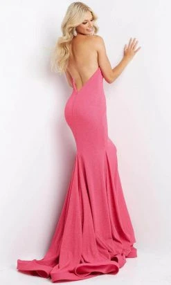 JVN By Jovani Formal Gowns Jovani - JVN04223SC Sleeveless Plunging Halter Neckline Evening Gown - 1 Pc Black In Size 2 Available