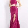 JVN By Jovani Formal Gowns Jovani - JVN08514 Two-Piece Halter Lace Gown 1 JVN By Jovani Formal Gowns Jovani - JVN08514 Two-Piece Halter Lace Gown
