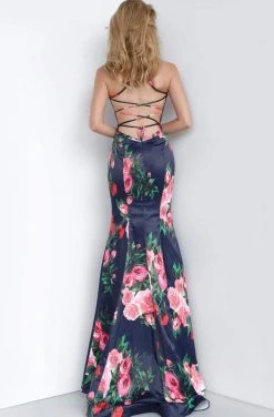 JVN By Jovani Jovani - JVN1110 Floral Print Square Trumpet Gown Formal Gowns