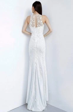 JVN By Jovani Jovani - JVN1289 Illusion Neck Embroidered Tulle Evening Dress Formal Gowns