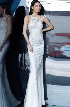 JVN By Jovani Jovani - JVN1289 Illusion Neck Embroidered Tulle Evening Dress Formal Gowns 9 JVN By Jovani Jovani - JVN1289 Illusion Neck Embroidered Tulle Evening Dress Formal Gowns