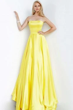 JVN By Jovani Jovani - JVN1716 Strapless Straight Neck Satin A-line Gown Formal Gowns
