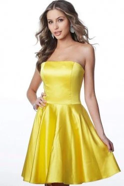 JVN By Jovani Jovani - JVN1717 Strapless Straight Neck A-line Dress Cocktail Dresses