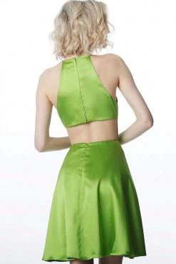 JVN By Jovani Jovani - JVN2181 Halter Satin A-line Dress Cocktail Dresses