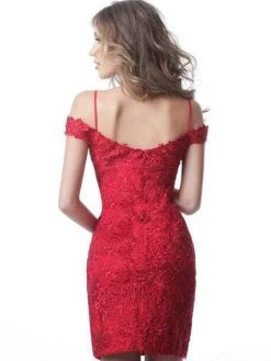 JVN By Jovani Jovani - JVN2291 Embroidered Plunging Cold Shoulder Dress Cocktail Dresses