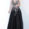 JVN By Jovani Jovani - JVN2302 Embroidered Applique Plunging V-Neck Gown 2 JVN By Jovani Jovani - JVN2302 Embroidered Applique Plunging V-Neck Gown