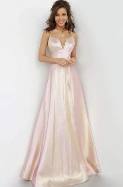 JVN By Jovani Jovani - JVN3779 Crisscross Strapped Plunging Bodice Gown Formal Gowns