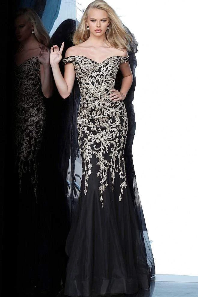 JVN By Jovani Formal Gowns Jovani - JVN3907 Lace Appliqued Tulle Mermaid Dress 4 JVN By Jovani Formal Gowns Jovani - JVN3907 Lace Appliqued Tulle Mermaid Dress