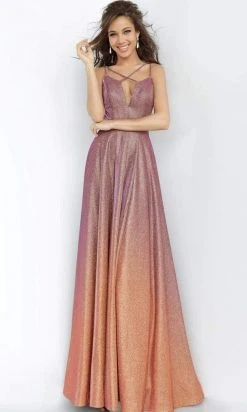 JVN By Jovani Jovani - JVN4327 Crisscross Strapped Bodice High Slit Gown