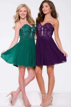 JVN By Jovani Jovani - JVN47312 Strapless Lace Sweetheart A-line Dress Cocktail Dresses