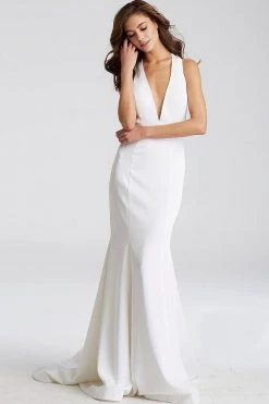 JVN By Jovani Formal Gowns Jovani - JVN50333 Deep V-Neck Mermaid Dress