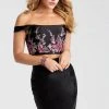 JVN By Jovani Jovani - JVN56026 Two Piece Off-Shoulder Floral Cocktail Dress Cocktail Dresses