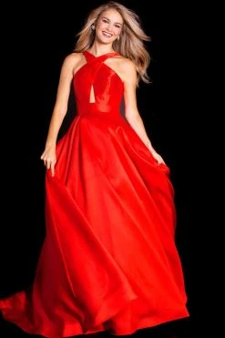 JVN By Jovani Jovani - JVN56093 Crisscrossed Halter Cutout Ballgown