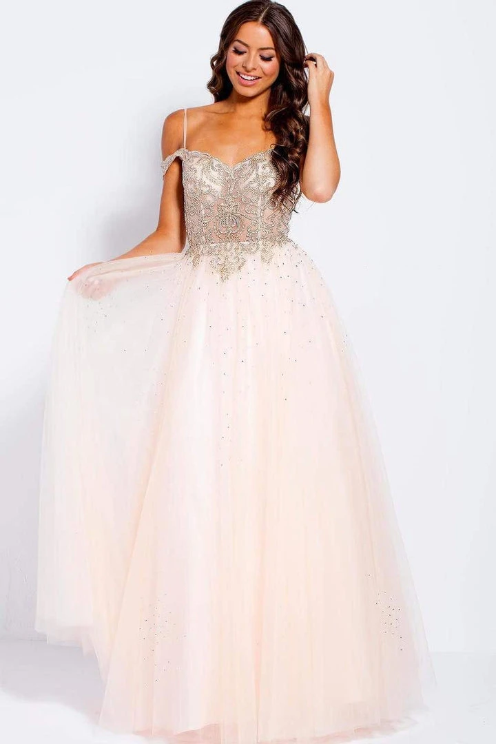 JVN By Jovani Jovani - JVN58403 Scalloped Off-Shoulder Ornate Ballgown 3 JVN By Jovani Jovani - JVN58403 Scalloped Off-Shoulder Ornate Ballgown