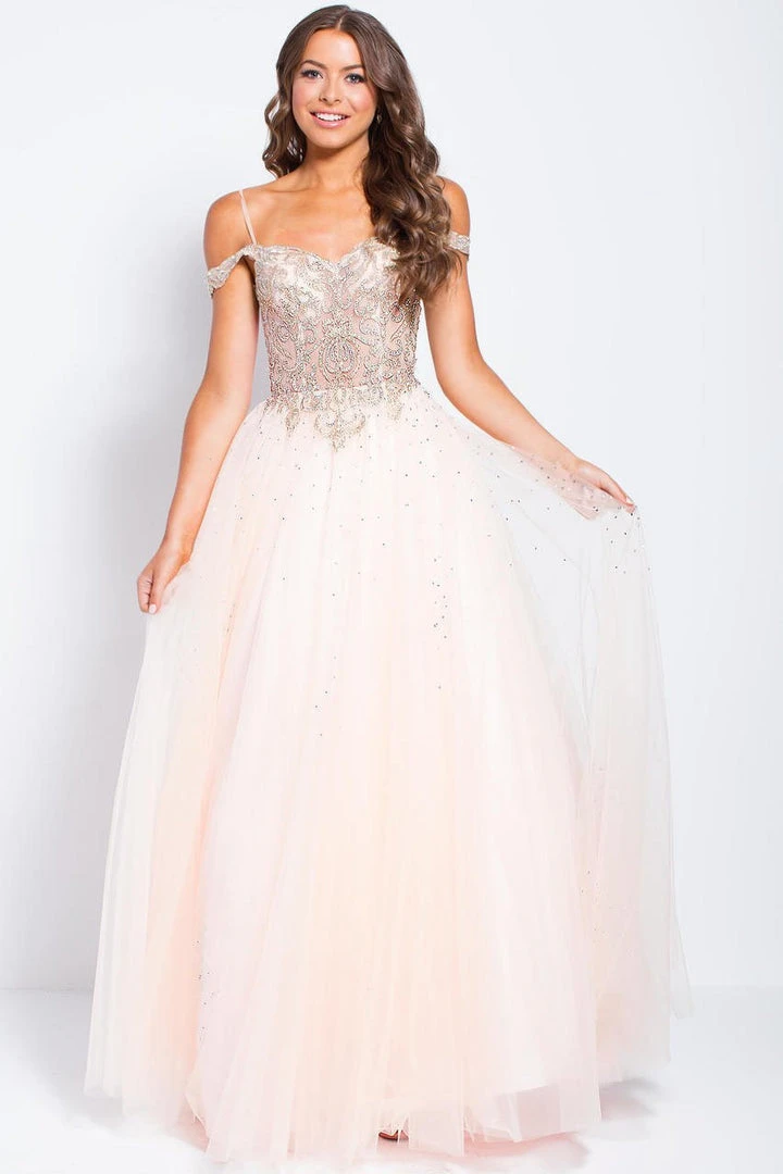 JVN By Jovani Jovani - JVN58403 Scalloped Off-Shoulder Ornate Ballgown 5 JVN By Jovani Jovani - JVN58403 Scalloped Off-Shoulder Ornate Ballgown