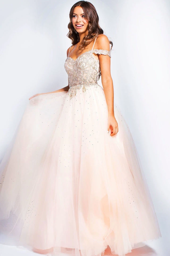JVN By Jovani Jovani - JVN58403 Scalloped Off-Shoulder Ornate Ballgown 6 JVN By Jovani Jovani - JVN58403 Scalloped Off-Shoulder Ornate Ballgown