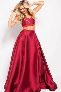 JVN By Jovani Jovani - JVN59636 Lace-Up Back Two-Piece Mikado Ballgown