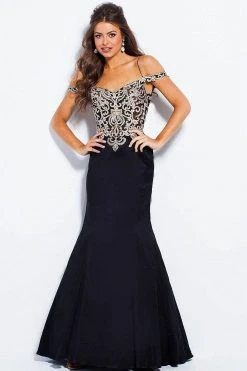 JVN By Jovani Jovani - JVN60204 Embellished V-neck Mermaid Dress Formal Gowns