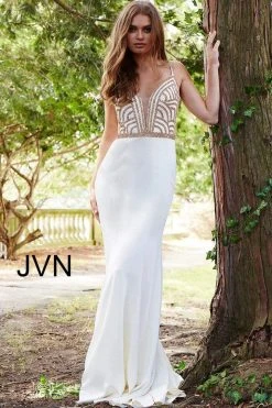 JVN By Jovani Jovani - JVN60606 Scallop Beaded Satin Sheath Gown Formal Gowns 8 JVN By Jovani Jovani - JVN60606 Scallop Beaded Satin Sheath Gown Formal Gowns