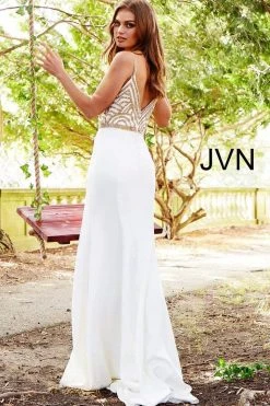 JVN By Jovani Jovani - JVN60606 Scallop Beaded Satin Sheath Gown Formal Gowns 9 JVN By Jovani Jovani - JVN60606 Scallop Beaded Satin Sheath Gown Formal Gowns