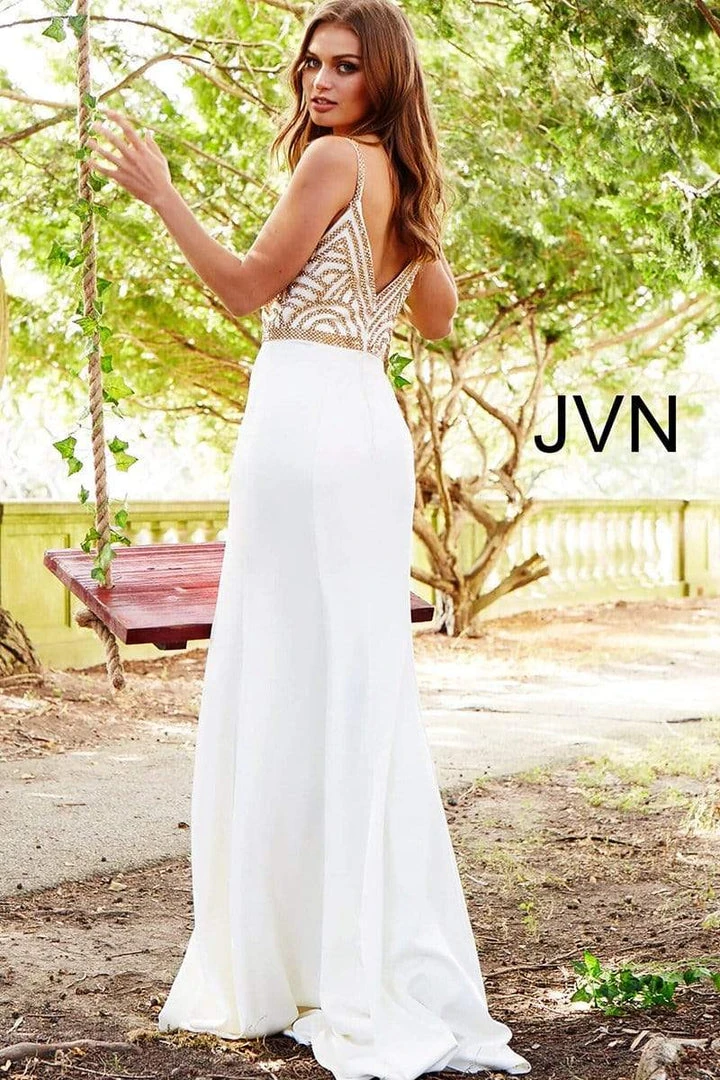 JVN By Jovani Jovani - JVN60606 Scallop Beaded Satin Sheath Gown Formal Gowns 6 JVN By Jovani Jovani - JVN60606 Scallop Beaded Satin Sheath Gown Formal Gowns