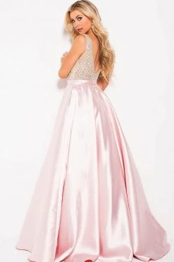 JVN By Jovani Formal Gowns Jovani - JVN60696 Plunging V-neck A-line Dress