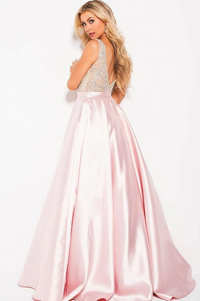 JVN By Jovani Formal Gowns Jovani - JVN60696 Plunging V-neck A-line Dress 4 JVN By Jovani Formal Gowns Jovani - JVN60696 Plunging V-neck A-line Dress