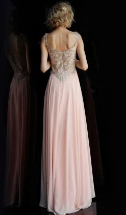 JVN By Jovani Jovani - JVN62321 Sleeveless Beaded Plunging V-neck Chiffon Dress