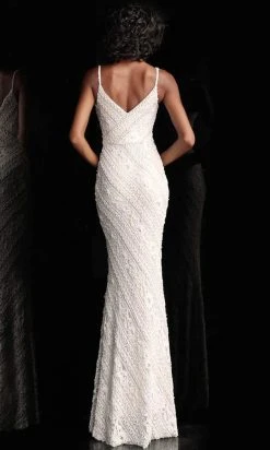 JVN By Jovani Formal Gowns Jovani - JVN62488SC Sleeveless V Neck Allover Lace Fitted Dress