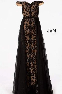 JVN By Jovani Jovani - JVN62489 Off Shoulder Contrasting Lace Overskirt Gown Formal Gowns