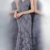 JVN By Jovani Jovani - JVN62490 Embellished Lace Plunging V-neck Trumpet Dress Formal Gowns