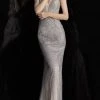 JVN By Jovani Formal Gowns Jovani - JVN62500 Metallic Illusion V-Neck Sheath Gown