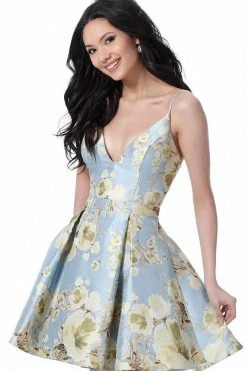 JVN By Jovani Jovani - JVN63122 Sleeveless Floral Print A-line Dress