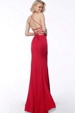 JVN By Jovani Formal Gowns Jovani - JVN63407 Halter Neck Trumpet Dress With Train