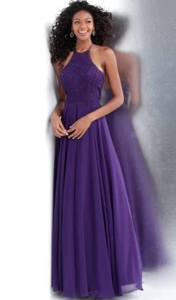 JVN By Jovani Jovani - JVN64114 Embroidered Halter Neck A-line Dress Formal Gowns