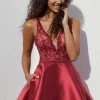 JVN By Jovani Jovani - JVN64206 Embellished Deep V-neck A-line Dress