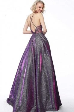 JVN By Jovani Jovani - JVN65851 Metallic Crisscross Strapped A-Line Gown 17 JVN By Jovani Jovani - JVN65851 Metallic Crisscross Strapped A-Line Gown