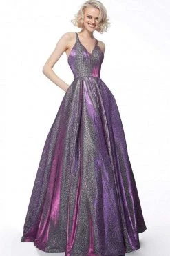 JVN By Jovani Jovani - JVN65851 Metallic Crisscross Strapped A-Line Gown 16 JVN By Jovani Jovani - JVN65851 Metallic Crisscross Strapped A-Line Gown