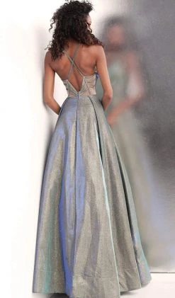 JVN By Jovani Jovani - JVN65851 Metallic Crisscross Strapped A-Line Gown