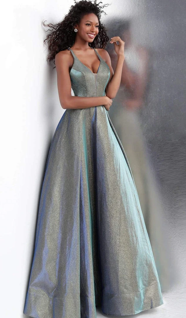 JVN By Jovani Jovani - JVN65851 Metallic Crisscross Strapped A-Line Gown 5 JVN By Jovani Jovani - JVN65851 Metallic Crisscross Strapped A-Line Gown