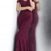 JVN By Jovani Formal Gowns Jovani - JVN66695 Lace Off-Shoulder Trumpet Dress With Mini Train 2 JVN By Jovani Formal Gowns Jovani - JVN66695 Lace Off-Shoulder Trumpet Dress With Mini Train