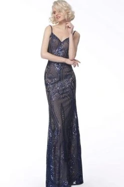 JVN By Jovani Formal Gowns Jovani - JVN66960 Embellished V-Neck Trumpet Dress 7 JVN By Jovani Formal Gowns Jovani - JVN66960 Embellished V-Neck Trumpet Dress