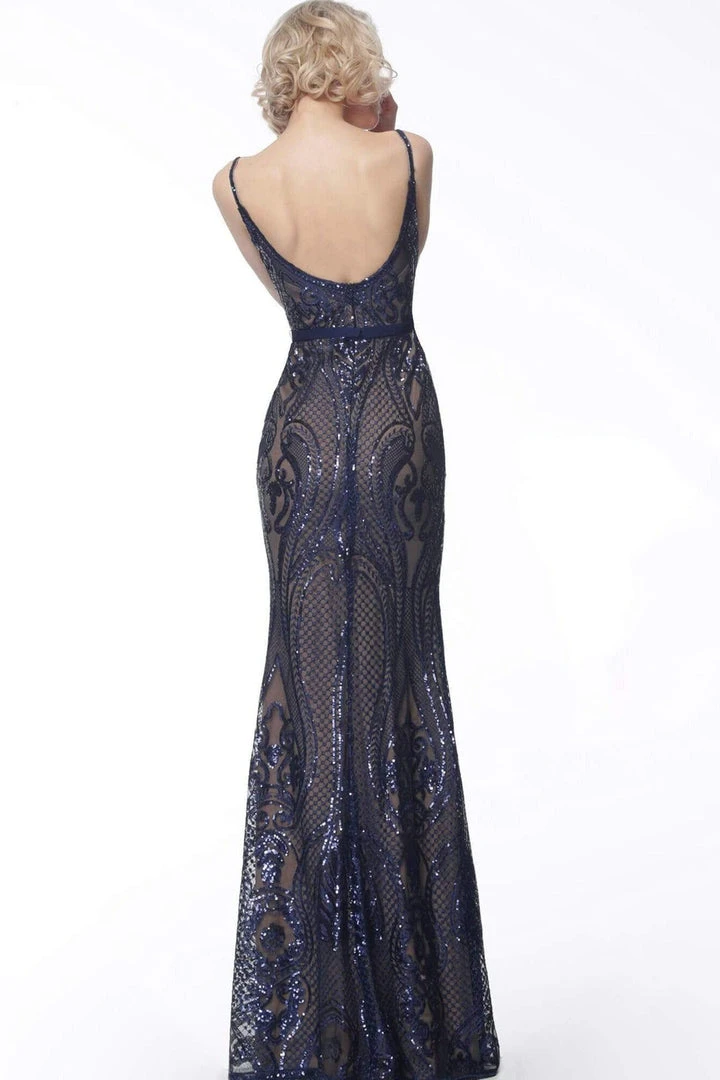 JVN By Jovani Formal Gowns Jovani - JVN66960 Embellished V-Neck Trumpet Dress 4 JVN By Jovani Formal Gowns Jovani - JVN66960 Embellished V-Neck Trumpet Dress