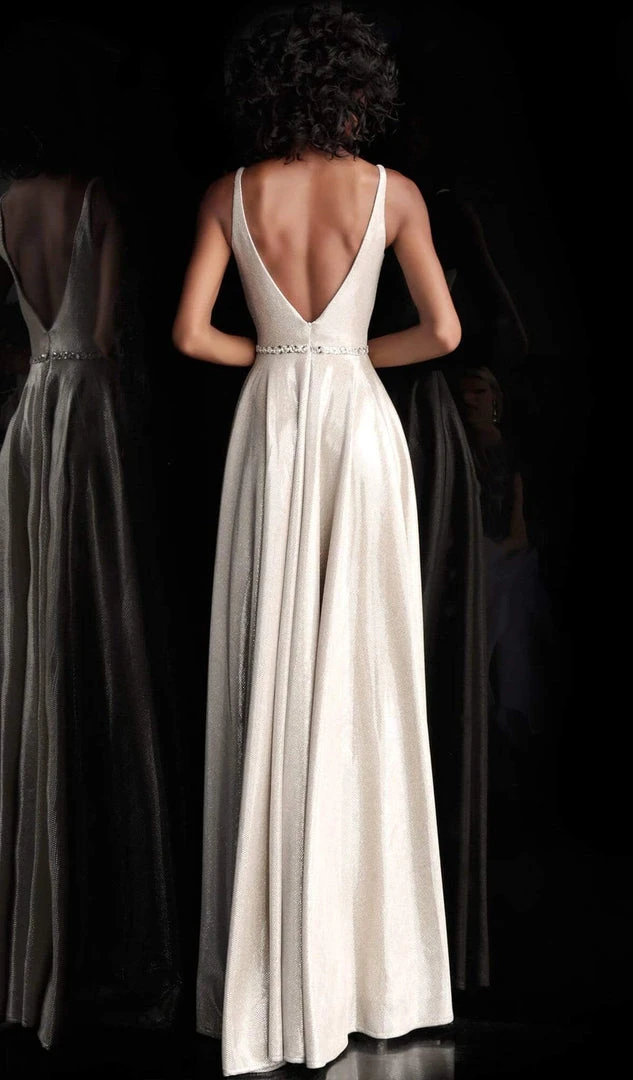 JVN By Jovani Formal Gowns Jovani - JVN67050 Metallic Plunging Sweetheart A-Line Gown 4 JVN By Jovani Formal Gowns Jovani - JVN67050 Metallic Plunging Sweetheart A-Line Gown