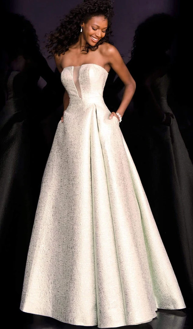 JVN By Jovani Jovani - JVN67091 Strapless Jacquard A-Line Evening Dress Formal Gowns 5 JVN By Jovani Jovani - JVN67091 Strapless Jacquard A-Line Evening Dress Formal Gowns