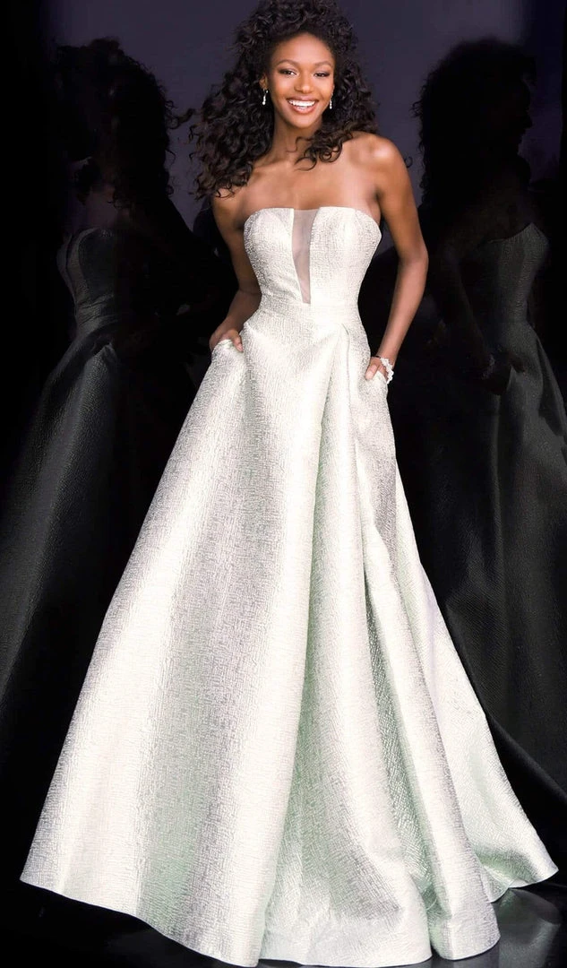 JVN By Jovani Jovani - JVN67091 Strapless Jacquard A-Line Evening Dress Formal Gowns 3 JVN By Jovani Jovani - JVN67091 Strapless Jacquard A-Line Evening Dress Formal Gowns