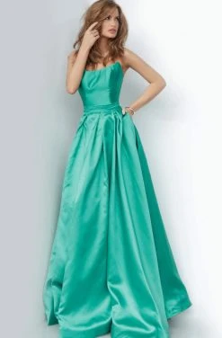 JVN By Jovani Jovani - JVN67858 Strapless Pleated Ballgown With Slit And Train